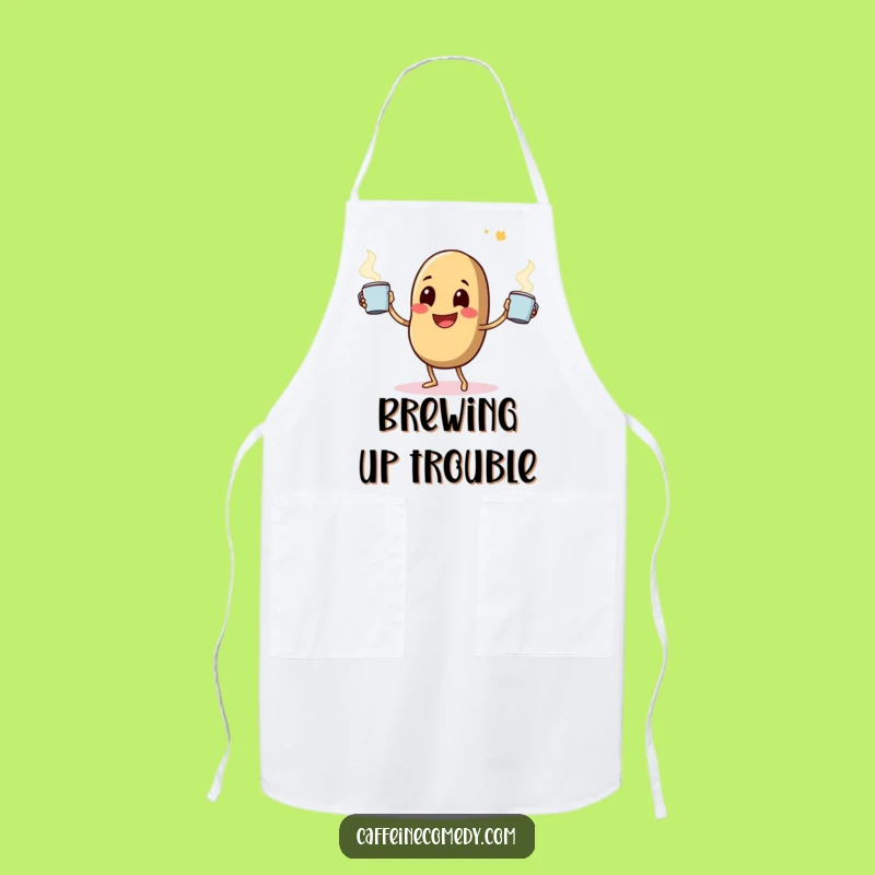 Funny Coffee Bean Apron: Juggler, Steaming Mugs, Kitchen Gift
