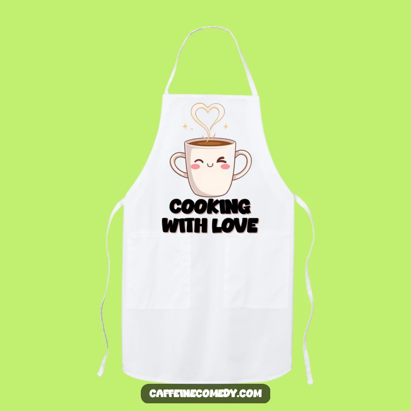 Funny Coffee Mug Love Heart Apron: Kitchen Warmth For Baristas, Perfect Funny Gift!