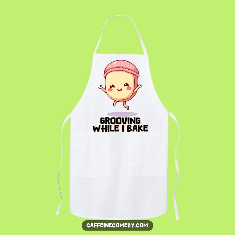Funny Dancing Macaron Apron: Playful Pastry Character Doing a Tiny Dance, Kitchen Gift