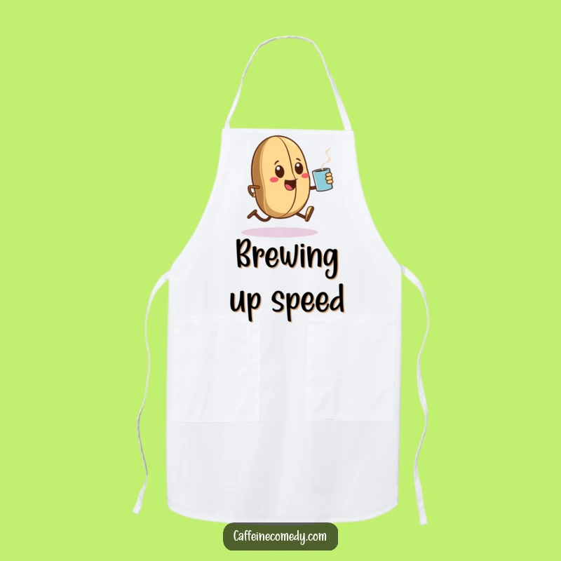 Funny Kawaii Coffee Bean Sprinting Apron - Chef's Helper for Coffee Enthusiasts
