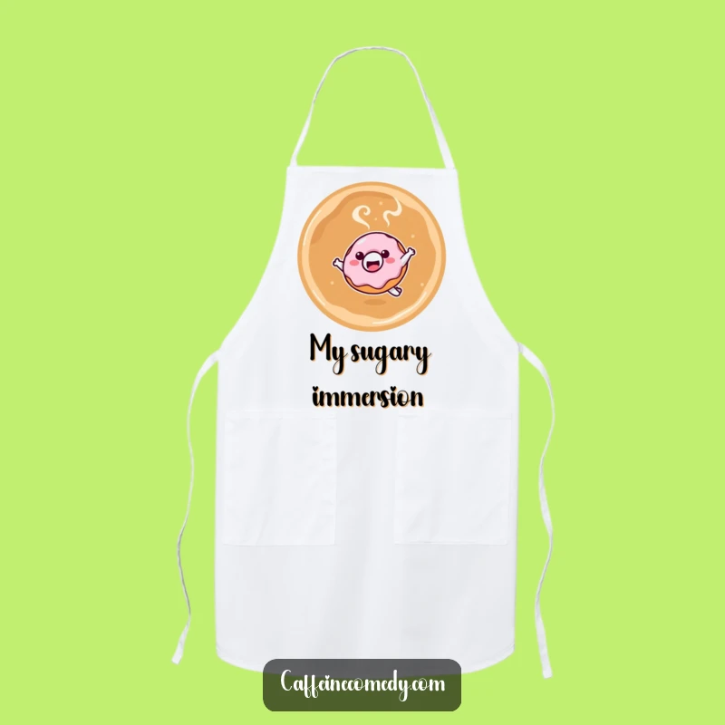 Funny Kawaii Donut Latte Leap Apron: Cook with Sweet Playfulness