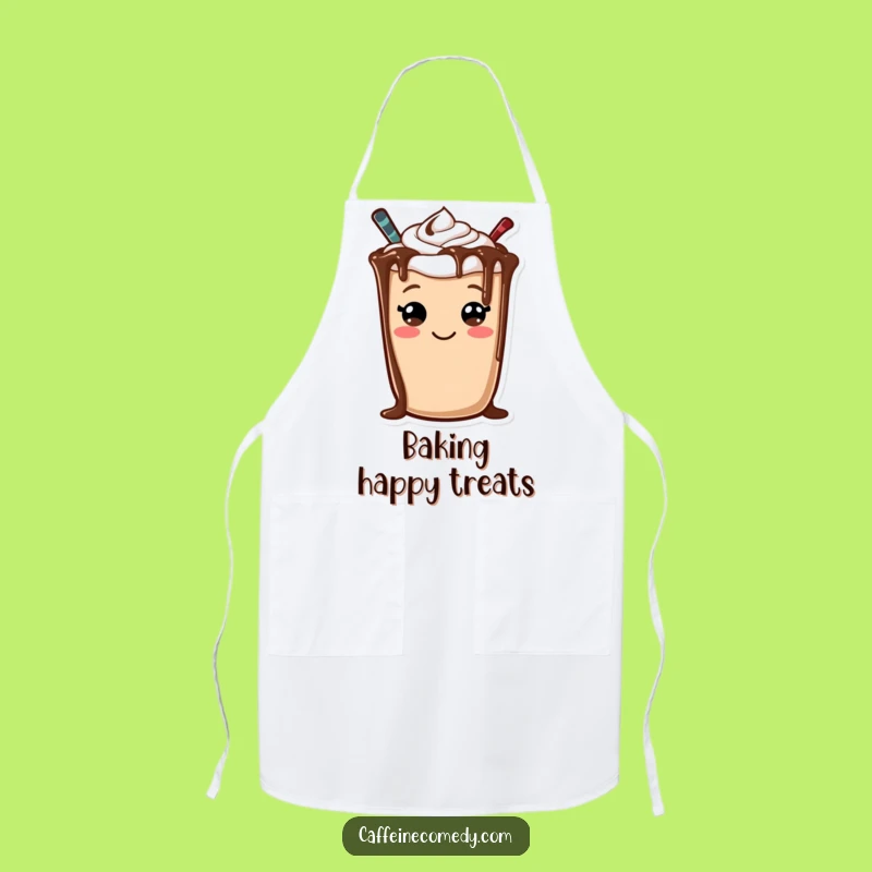Funny Mocha Apron: Cook with Cheer, Smiley Chocolate Character Chef Gift