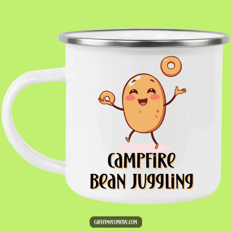 Funny Coffee Bean Juggling Bagels Camping Mug - Outdoor Humor Gift!