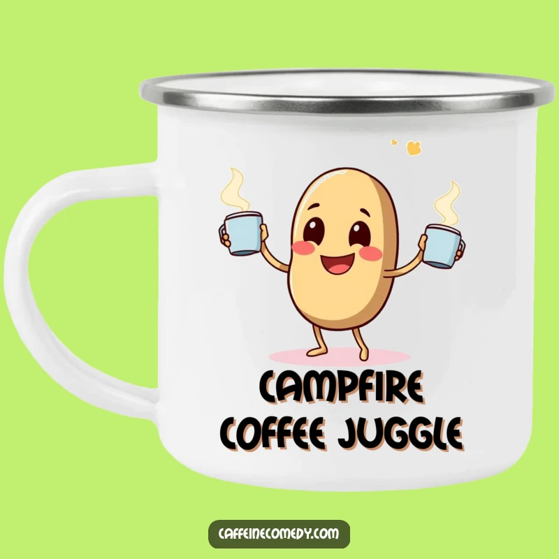 Funny Coffee Bean Camping Mug: Juggler, Steaming Mugs, Outdoor Brew
