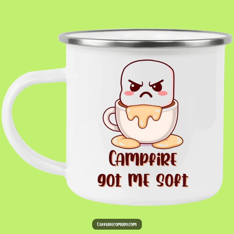 Funny Grumpy Marshmallow Hot Chocolate Enamel Mug: Cozy Camp Comfort, Ideal Funny Gift