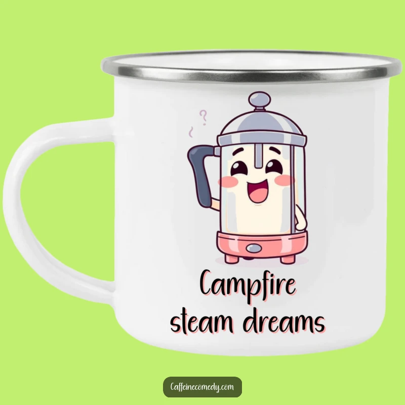 Funny Steaming French Press Camping Mug: Hot Coffee for Your Adventures