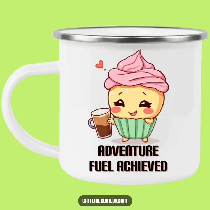 Funny Giggling Cupcake Enamel Mug - Hilarious Outdoor Coffee Companion
