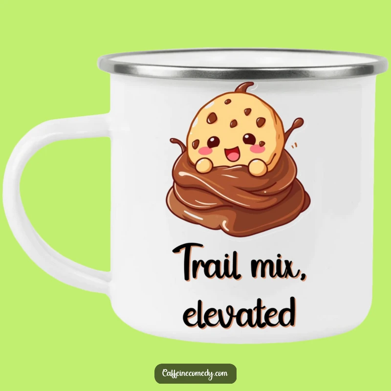 Funny Kawaii Cookie Camping Mug - Gleeful Chocolate Dive Adventure