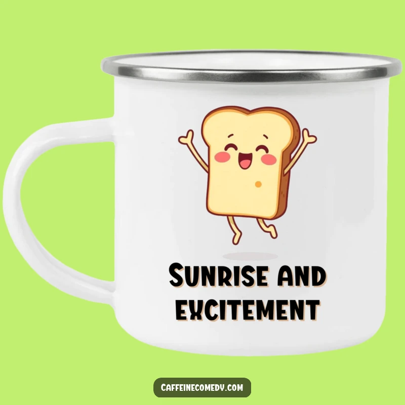 Funny Surprised Toast Jumping Camping Mug: Shocking Joy in the Great Outdoors!