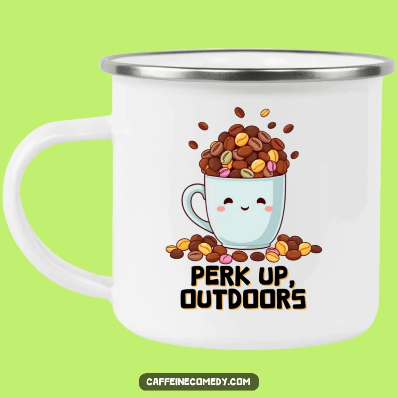 Funny Coffee Bean Camping Mug: Adventure Fuelled by Coffee!