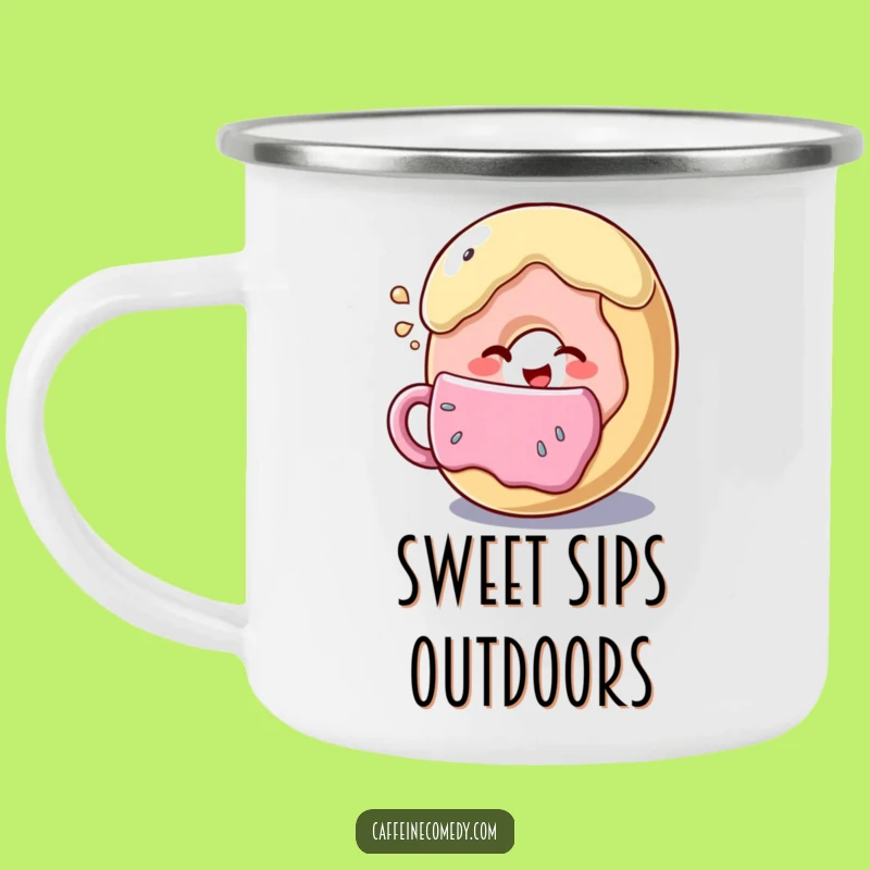 Funny Donut Camp Mug: Winking Coffee Sipper