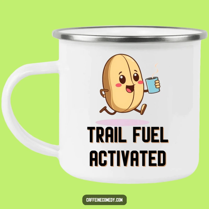Funny Kawaii Coffee Bean Sprinting Camping Mug - Adventure Fuel for Outdoorsy Folks