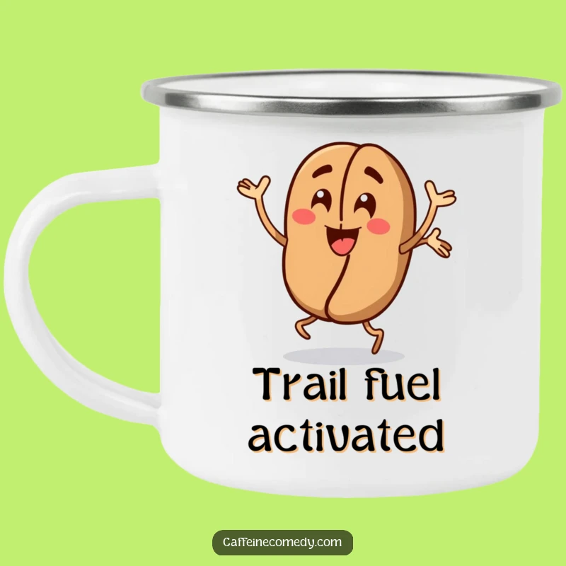 Funny Coffee Bean Camping Mug: Fuel Your Adventures with Jumping Jacks, a Rugged Gift!