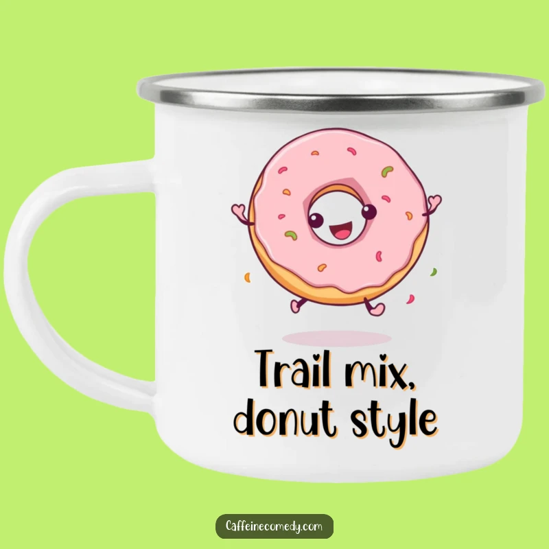 Funny Playful Donut Spinning Camping Mug: Sweet Treats in the Great Outdoors!