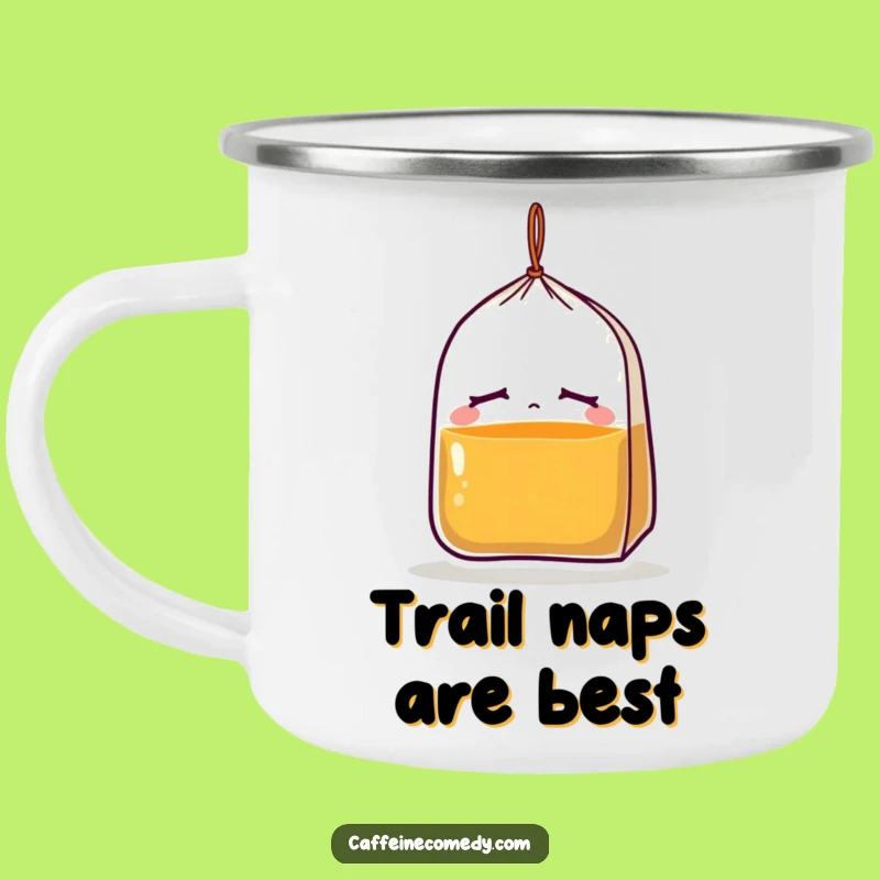 Funny Sleepy Tea Bag Camping Mug: Enjoy Hot Drinks with Hilarious, Droopy Vibes