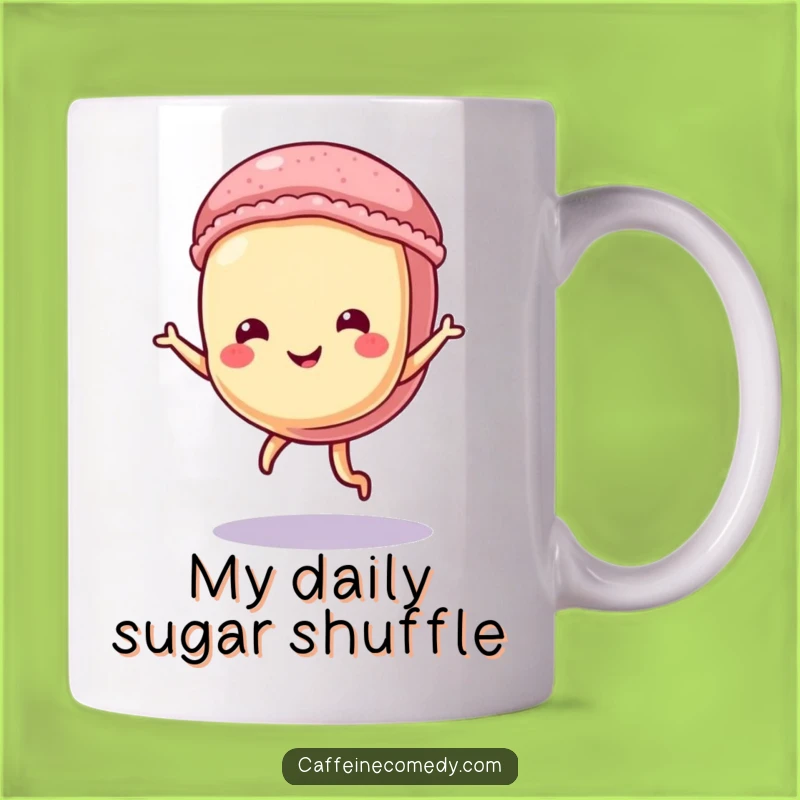 Funny Dancing Macaron Mug: A Playful Pastry Character Doing a Tiny Dance, Perfect Gift