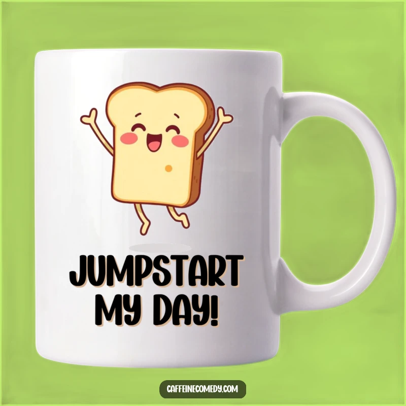 Funny Surprised Toast Jumping Mug: Shockingly Happy Breakfast Character, Perfect Gift!