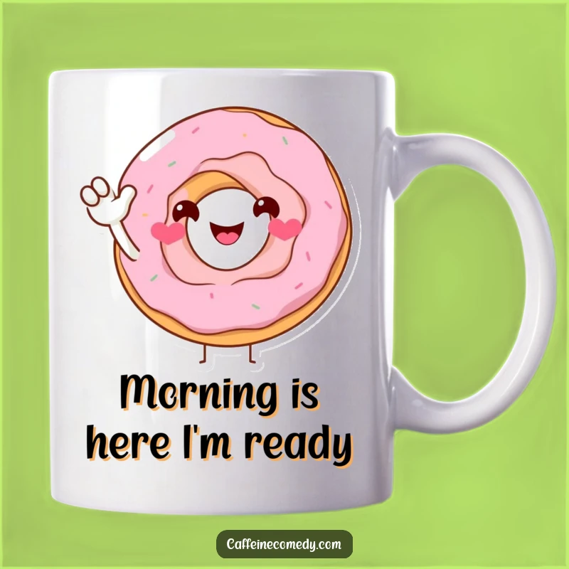 Funny Smiling Donut Mug: A Sugary Wave Greeting for Coffee Lovers, Perfect Funny Gift!