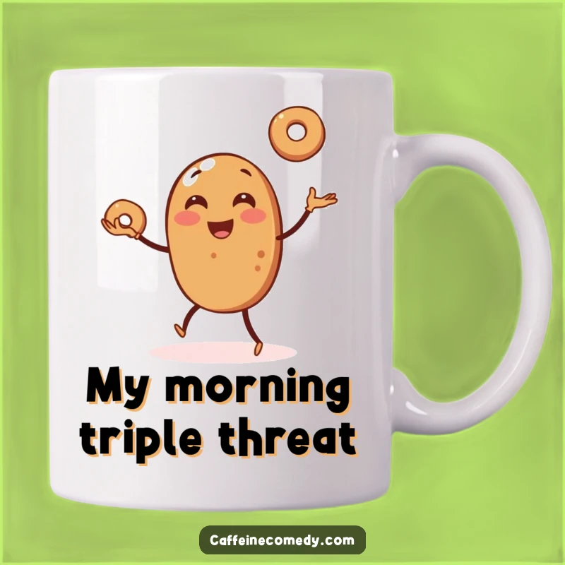 Funny Coffee Bean Juggling Bagels Mug - The Perfect Humorous Gift!