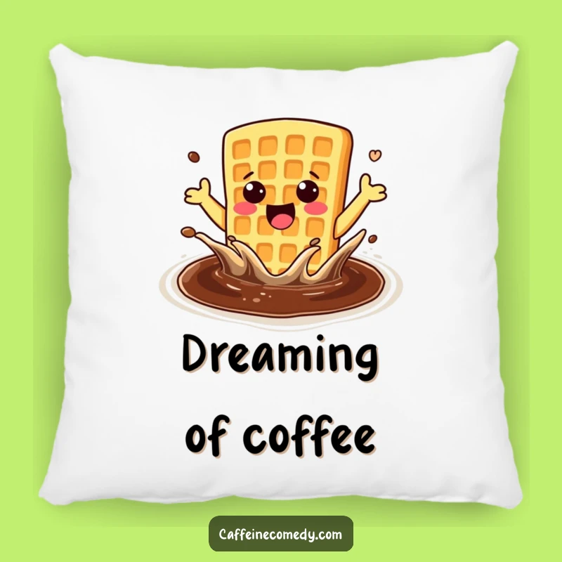 Funny Enthusiastic Waffle Coffee Splash Pillow: Cozy Comfort & Bright Humor, Ideal Funny Gift