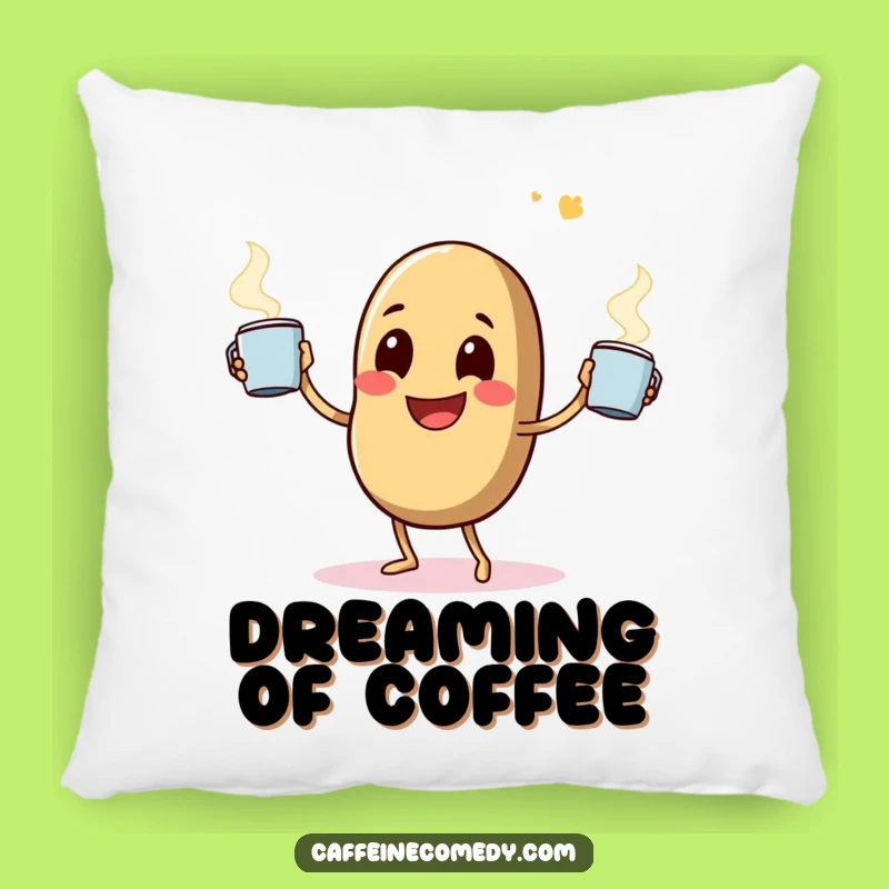 Funny Coffee Bean Pillow: Happy Juggler, Steaming Mugs, Comfy Gift