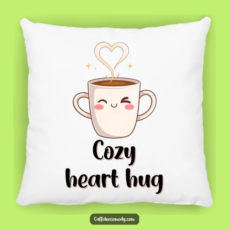 Funny Coffee Mug Love Heart Pillow: Cozy Comfort & Cheerful Design, Perfect Funny Gift!