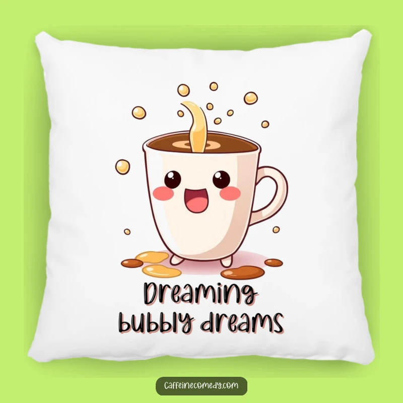 Funny Kawaii Coffee Pillow - Bubbly Pour Comfort, Cozy Funny Gift