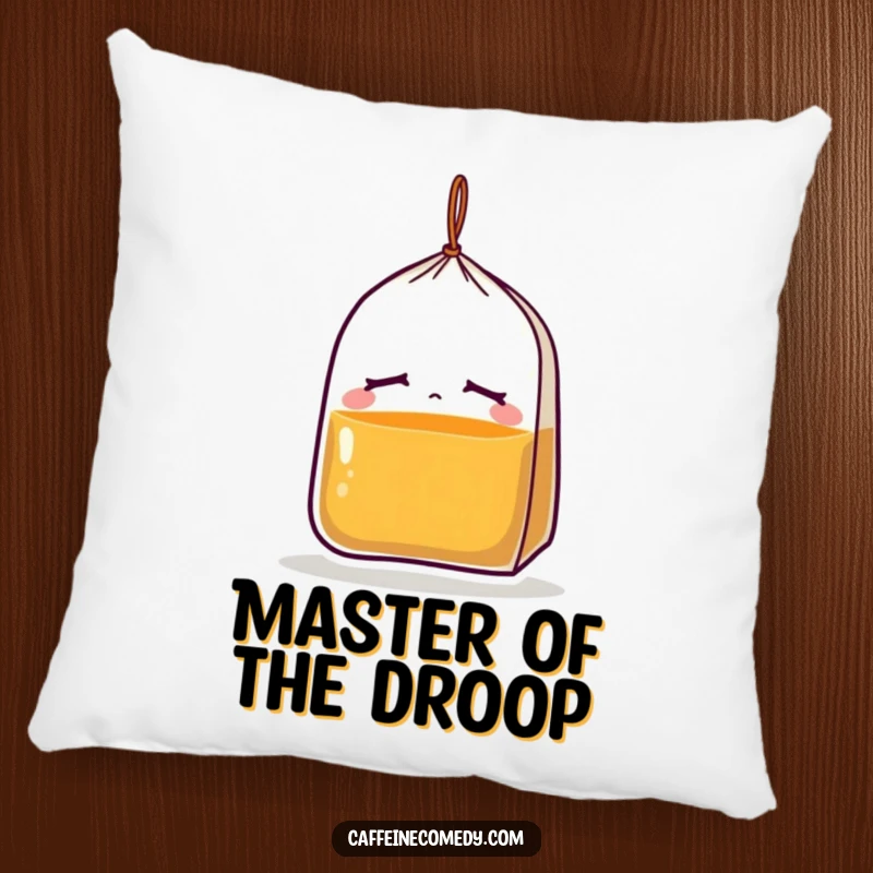 Funny pillow with a soft, sleepy tea bag character, providing comfort and a humorous, laid-back vibe for any sofa or bed.