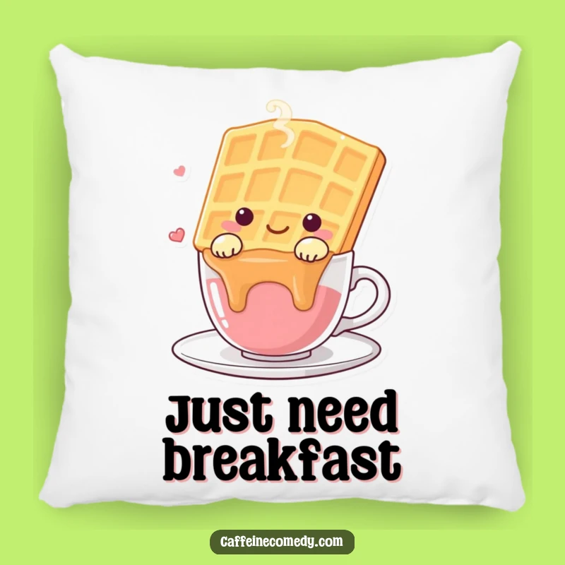 Funny Kawaii Waffle Pillow - Cozy Drape Over Steaming Cup