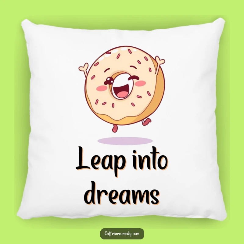 Funny Donut Leap Pillow: Delighted Sprinkled Character for Cozy Decor