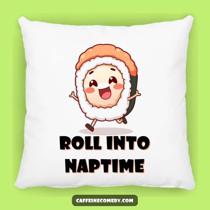 Funny Sushi Roll Pillow: Cheerful Rolling Character for Cozy Humorous Decor
