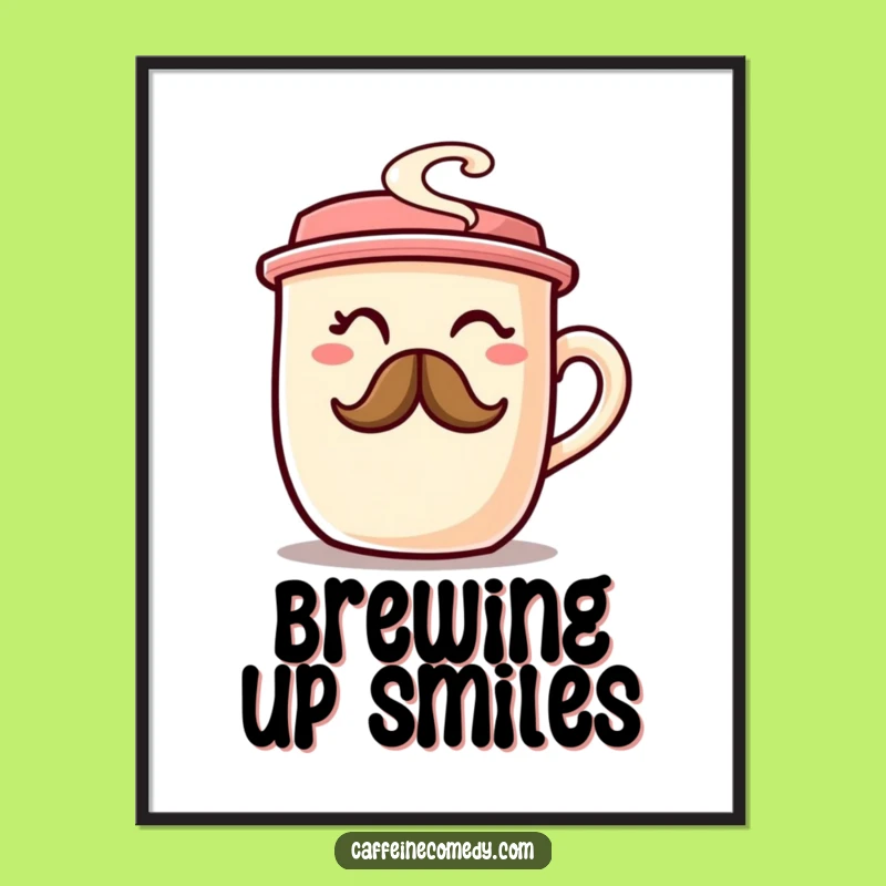 Funny Coffee Cup Digital Art: Instant Morning Decor, Unique Gift