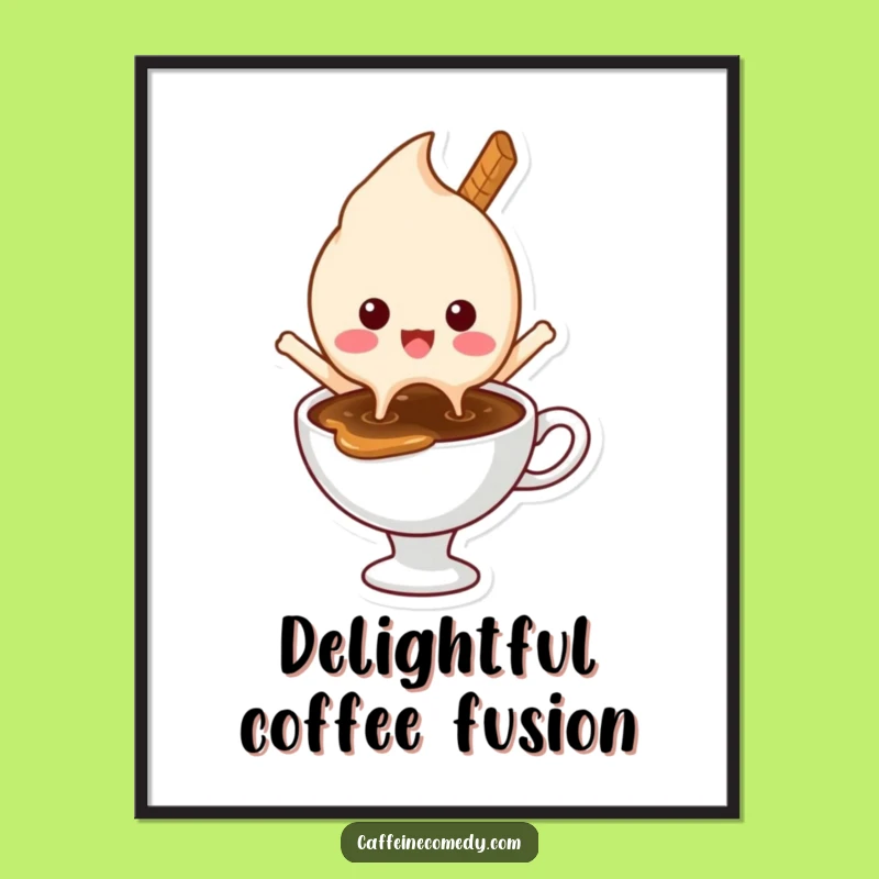 Funny Ice Cream Coffee Digital Art - Instant Download with Sweet Humor
