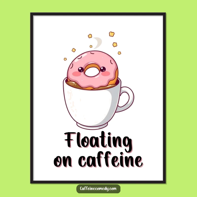 Funny Kawaii Donut Digital Print: Instant Dreamy & Hilarious Wall Art