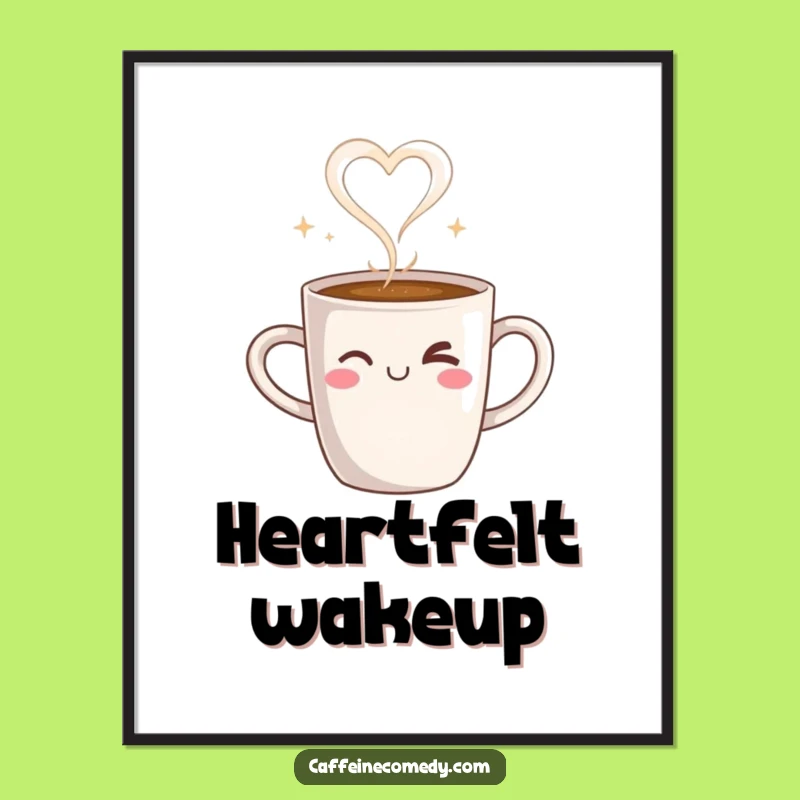 Funny Coffee Mug Love Heart Digital Art: Instant Warmth For Walls, Perfect Funny Gift!