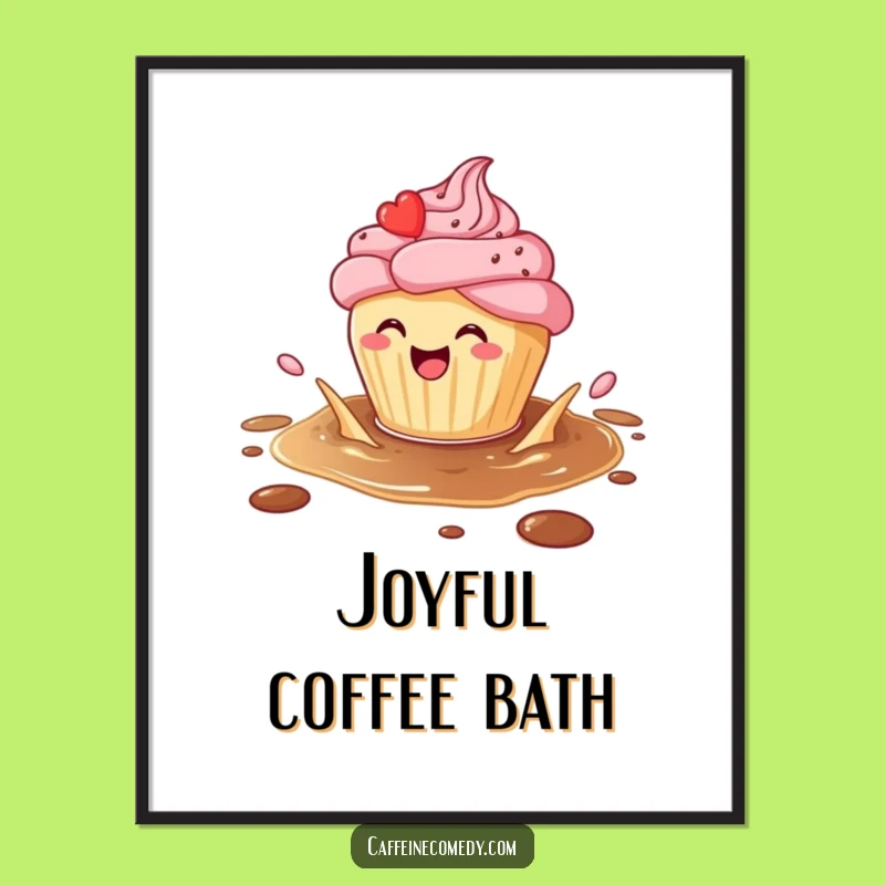 Funny Cupcake Coffee Splash Digital Print: Instant Sweet Decor