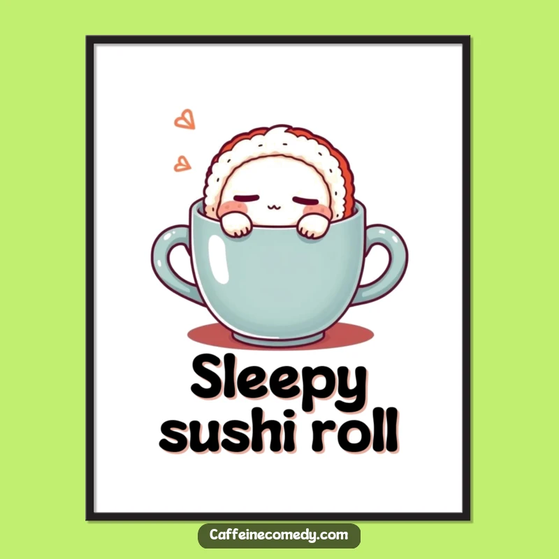 Funny Kawaii Sushi Coffee Digital Print: Instant Calm for Your Walls