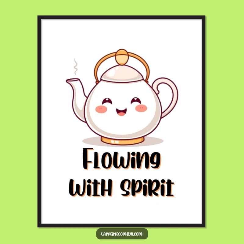 Funny Kawaii Teapot Digital Art: Instant Steamy Decor Download!