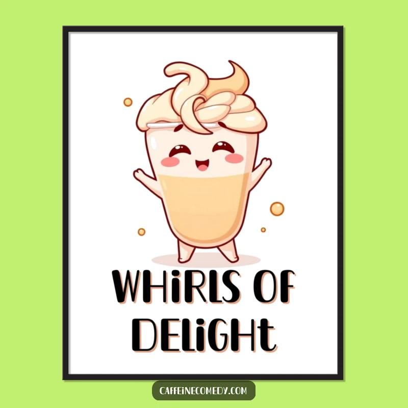 Funny Latte Swirl Digital Art: Giggling Motion - Instant Download Funny Gift!