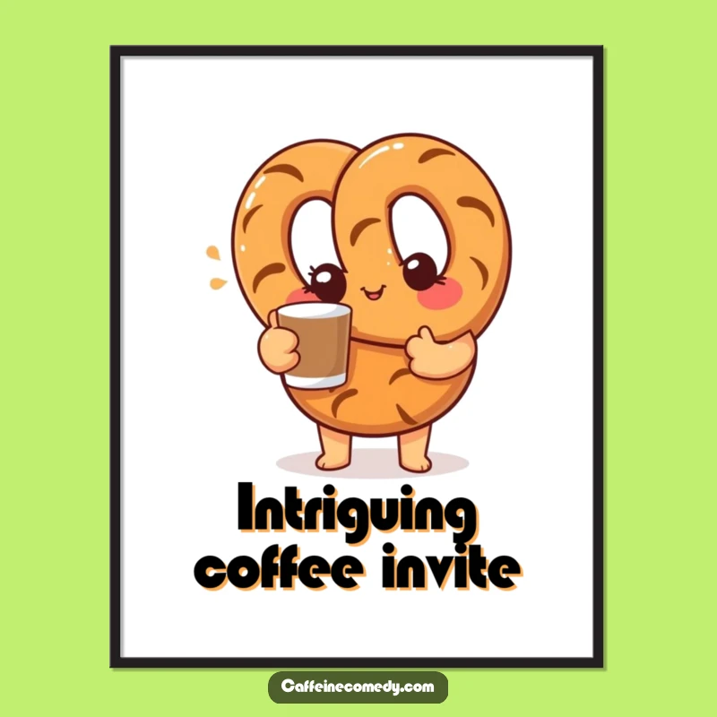Funny Pretzel Coffee Digital Art - Instant Download with a Humorous Wink