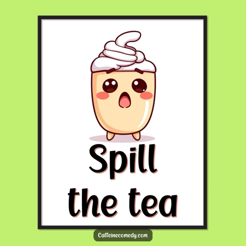 Funny Surprised Latte Digital Art: Shocking Humor for Your Walls