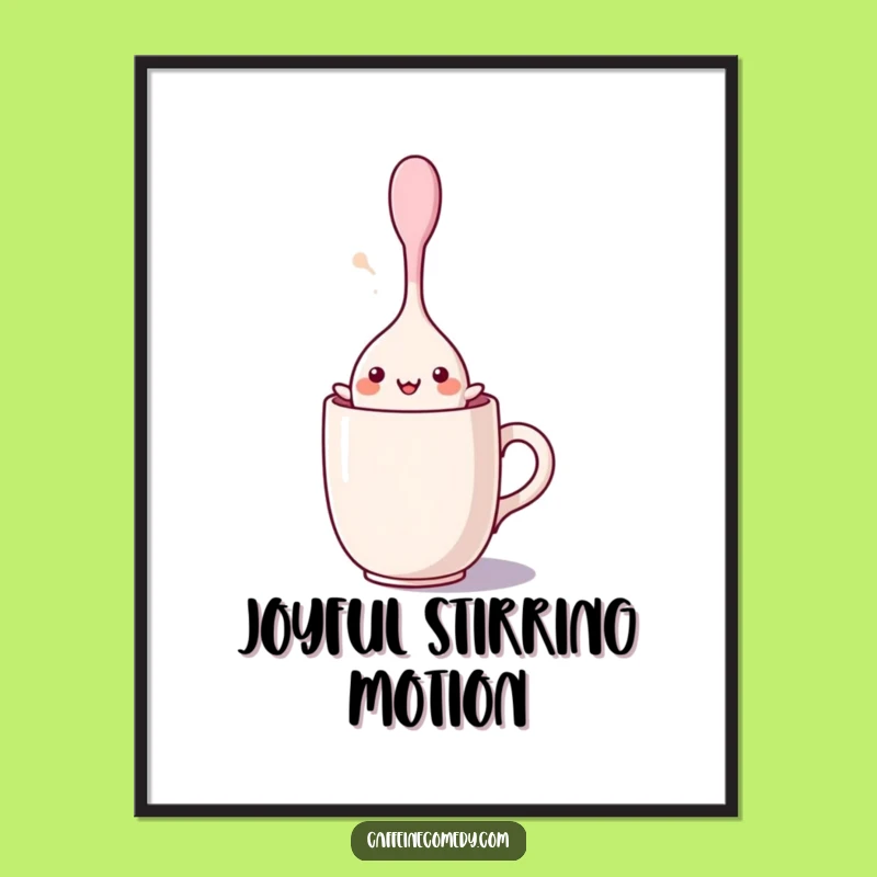 Funny Kawaii Spoon Dance Digital Art - Instant Joy for Your Walls!