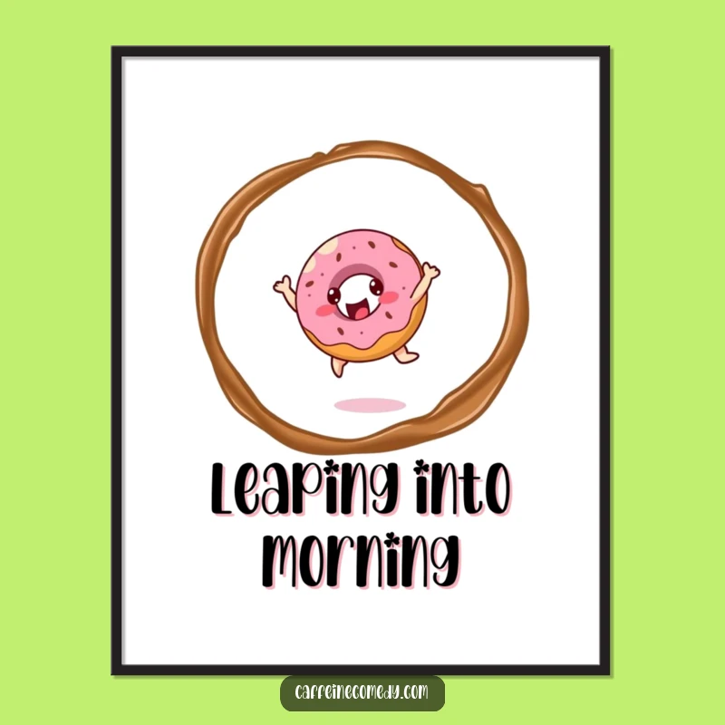 Funny Donut Leaping Digital Art - Instant Sweet Decor for Coffee Lovers