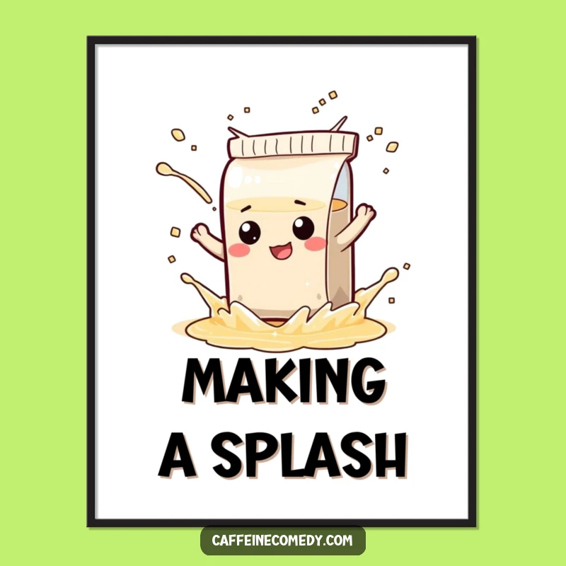 Funny Tea Bag Splash Digital Art - Playful Character Decor, Instant Humorous Gift