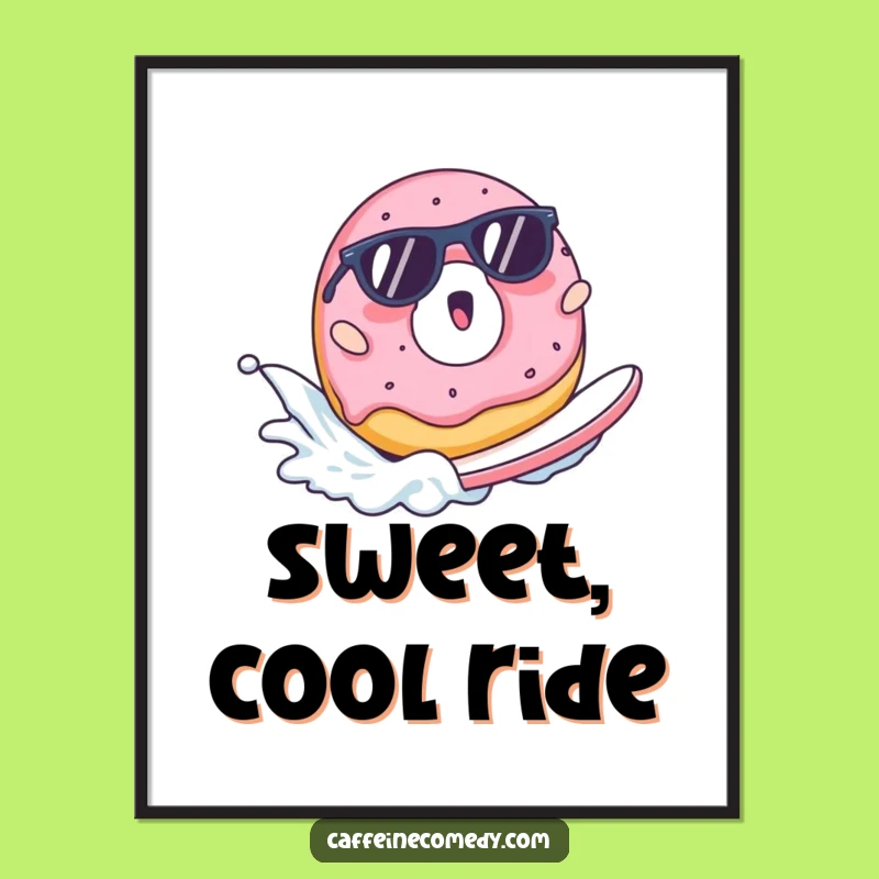 Funny Surfing Donut Digital Art - Instant Cool for Your Walls!