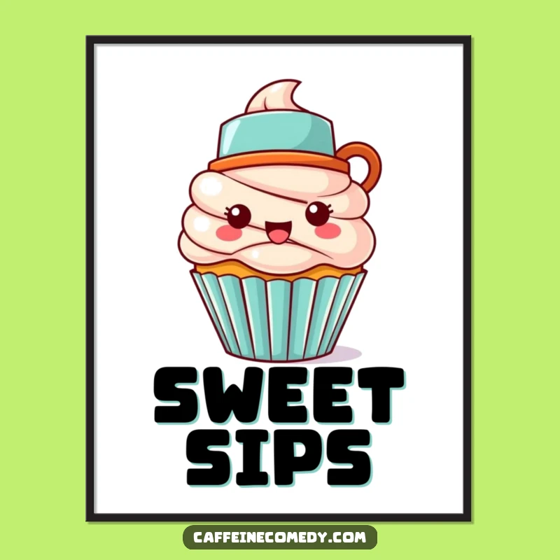 Instant Sweetness Decor: Funny Kawaii Cupcake Art Print