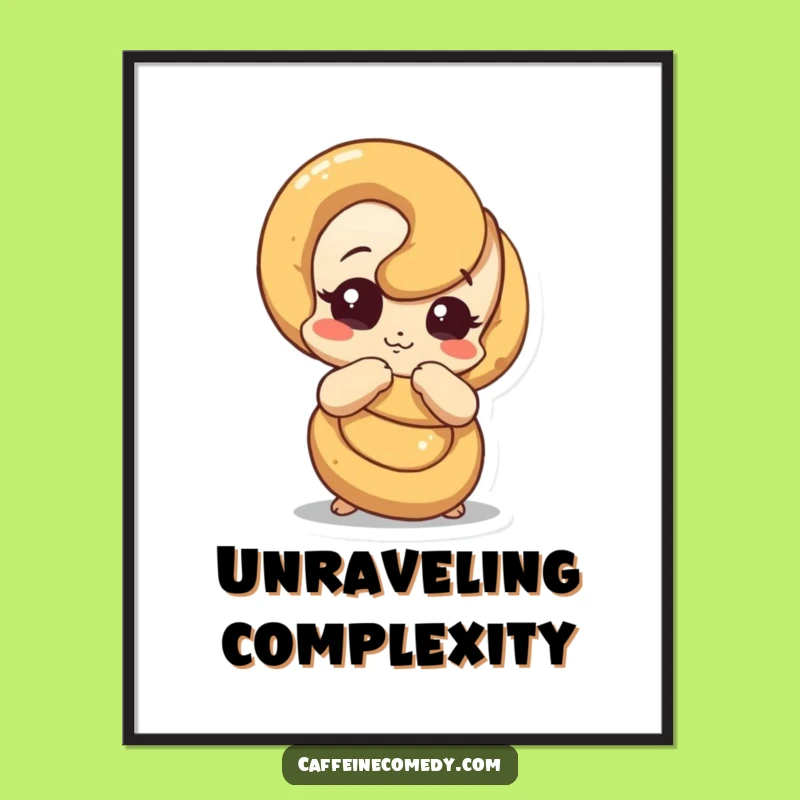 Funny Pretzel Unraveling Digital Art: Instant Download for Quirky Decor, Perfect Funny Gift