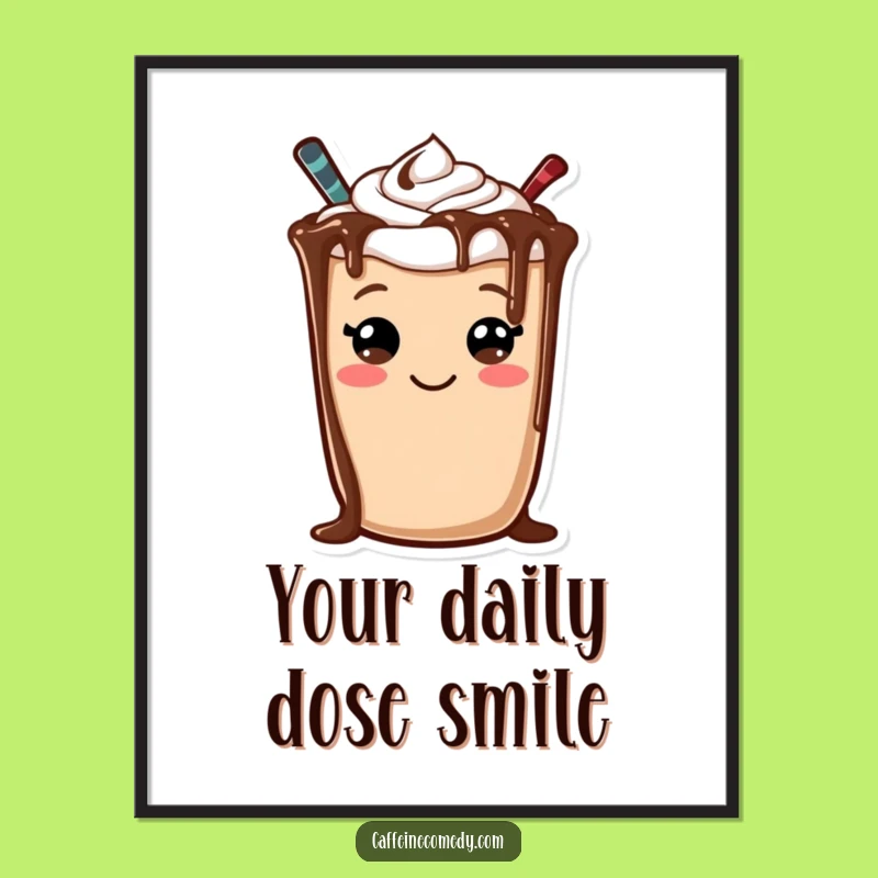 Funny Mocha Digital Art: Cheerful Smiley Character Print for Happy Walls