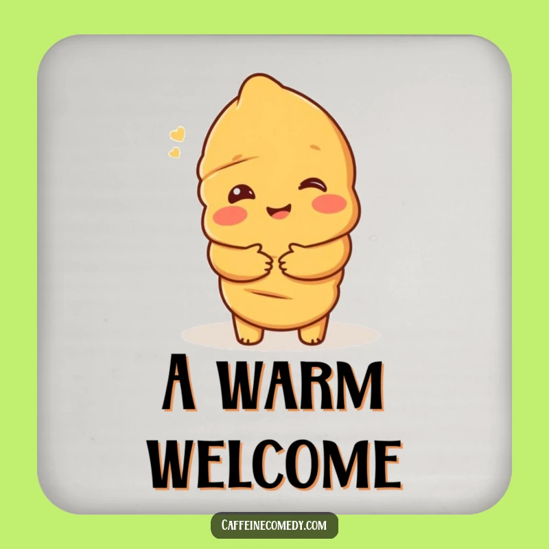 Funny Croissant Hug Coaster: Delighted Pastry - Protect Surfaces Funny Gift!