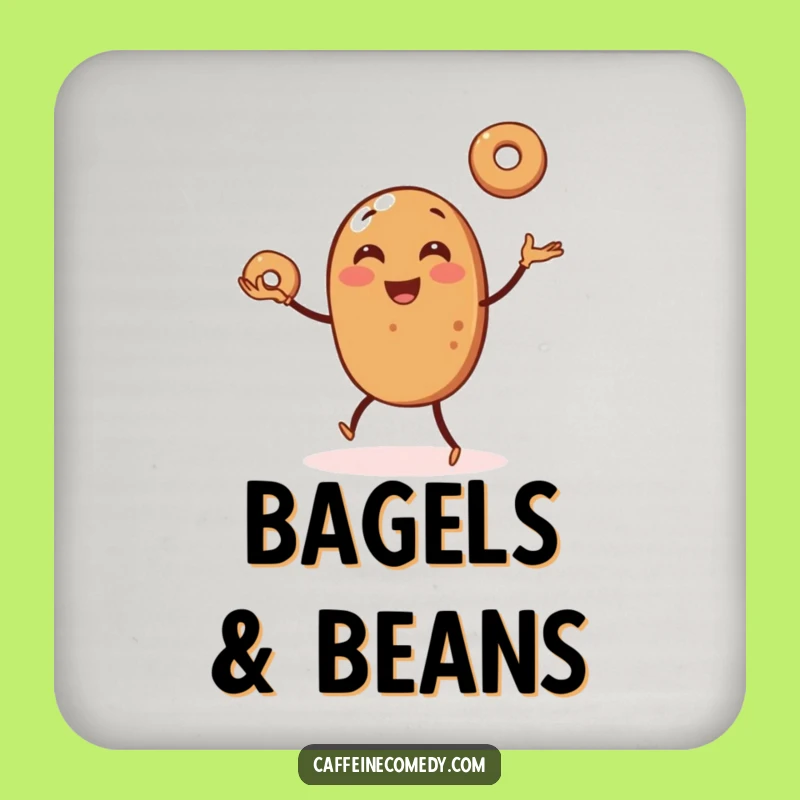 Funny Coffee Bean Juggling Bagels Coaster Set - Protect & Amuse Gift!